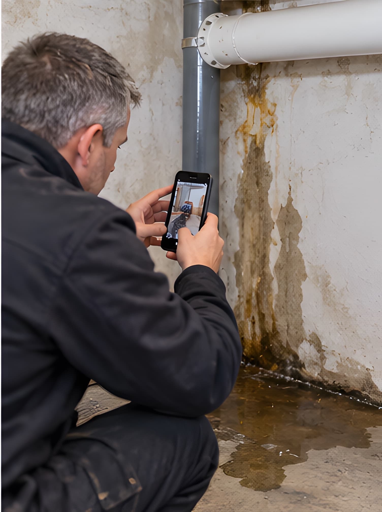 Facility employee photographing water at an installation